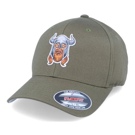 Vikings - Grün flexfit Cap - Viking Warrior Patch Olive Flexfit @ Hatstore