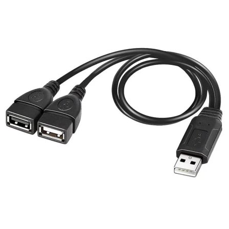 USB-splitterkabel, USB 2.0 A-hann til dobbel USB-hunn Jack Y-splitterladekabel, ta