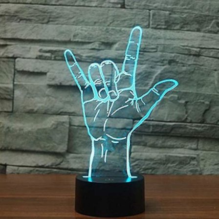 3D Jeg elsker dig tegnsprog natlampe touch bord skrivebord optisk illusion lamper 7 farver Ch
