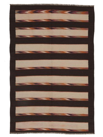 Afghan Vintage Kelim Vloerkleed Handgeweven 140X212 Zwart/Bruin Afghanistan