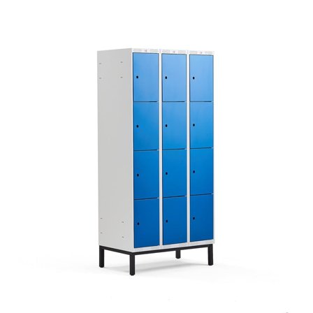 4 door locker CLASSIC, leg frame, 3 modules, 1940x900x550mm, blue