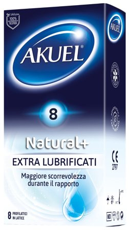 Akuel Natural + Profilattico Extra Lubrificato 8 Pezzi