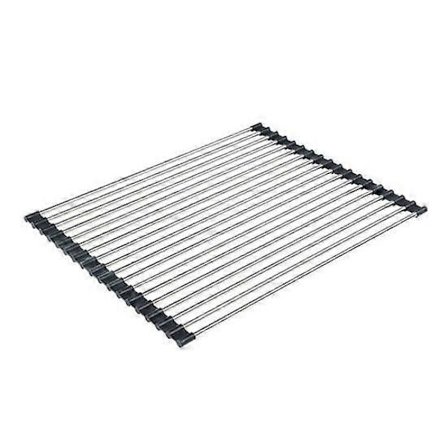 Opvaskestativ til vask, hult design, sammenklappeligt opvaskestativ i rustfrit stål til tørring af tallerkener, frugt og grøntsager - FF-