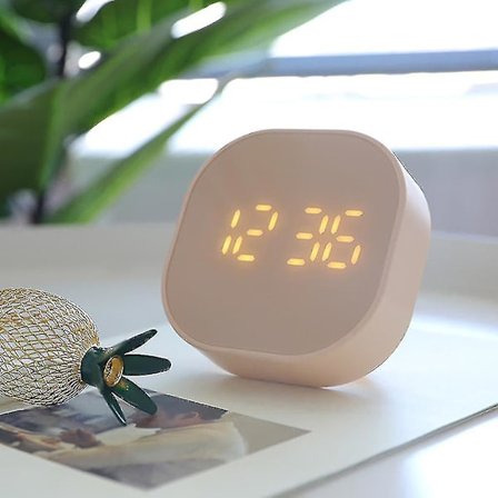 Kvadratisk liten vekkerklokke lysende stum LED multifunksjonell digital klokke lys