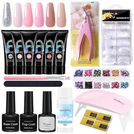 Nagelgel-kit Gel Builder Nagelkit med UV-lampa Nagelförlängningsgeler Nageltips Startset