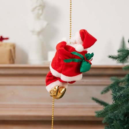 Klättrande Tomte Stege Dekoration med Julmusik | Tomtedocka Familjefest Vägg Träd Dekoration (Inget Batteri)_1