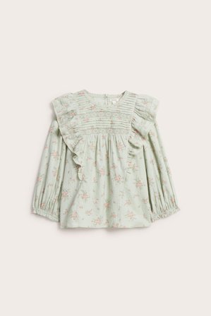 Newbie | Blommig spetsblus Newbie Woman Ljusgrön XS | Ljusgrön