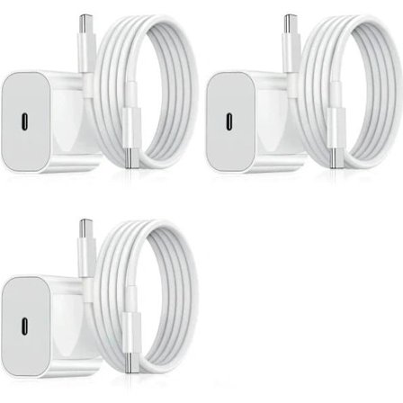 3-pakning - iPhone-lader - Hurtiglader - Adapter + 2m kabel 20W USB-C Hvit 3-pakning iPhone (NT)
