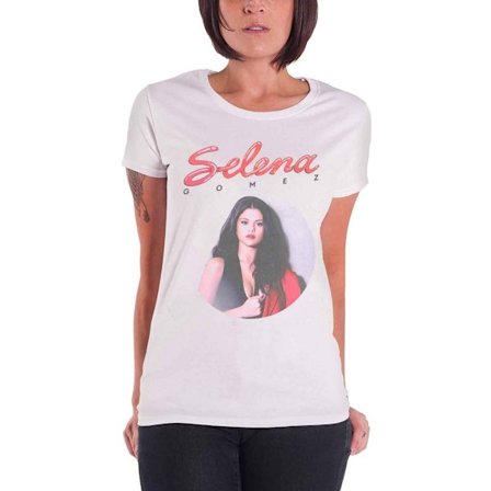Selena Gomez Dam/Damer 80-talets Glam T-shirt XL Vit