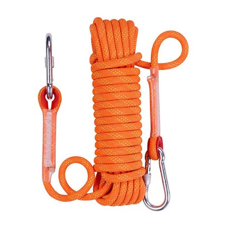 Säkerhetsrep Nylonrep Utomhusklättringsrep Klättringsrep Räddningsrep Nedstigningsrep Klättringsrep 10mm Orange (10 meter + 2 karbinhake