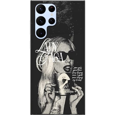 Kompatibel Mobilcover til Samsung Galaxy S22 Ultra 5G Lady Gaga sort-hvid retroplakat med solbriller og popkunst-æstetik