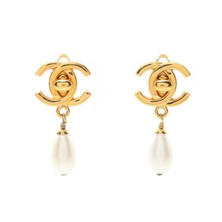 Chanel Vintage Pre-owned Earrings gul, Dam Vintage Smycken, Dam, Storlek: ONE SIZE