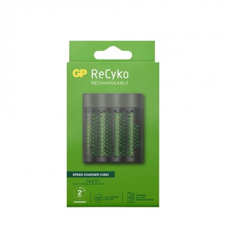 GP ReCyko Speed-lader m/4x AA-Batterier 2600mAh NiMH