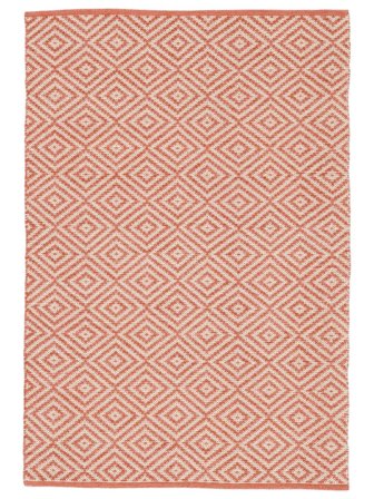 Small Solveig Rug - Coral Red/White 140X200 Cotton, In Scandinavian Style