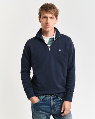 GANT - Shield collegegenser med half-zip til herre evening blue