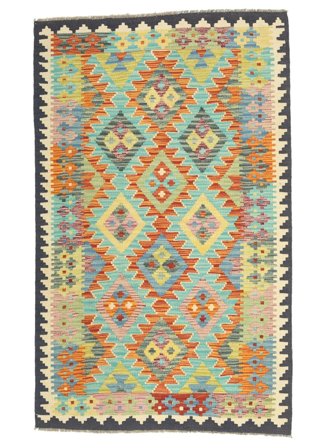 Tissé À La Main Kilim Afghan Old Style Tapis 101X164 De Laine Vert/Marron Petit