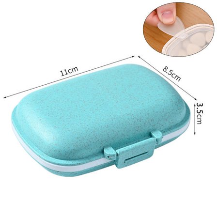 1 st reseptfria pillerdosa, 8 fack, liten bärbar pillerdosa för handväska, medicin, vitaminer, blå