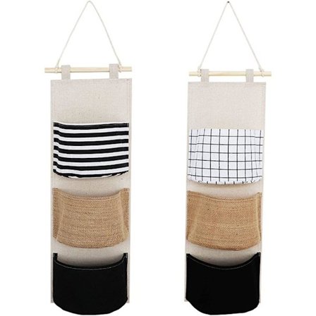 Ripustuspussi säilytykseen, 2 kpl Puuvilla-Pellava Säilytyspusseja, Seinä DXGHC