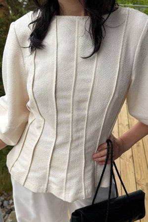 NA-KD Short Sleeve Panelled Blouse - Bluser - Beige - EU 38