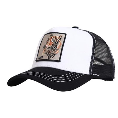 Black Panther Mesh Keps Baseball Keps Trucker Keps-Tiger-Vit