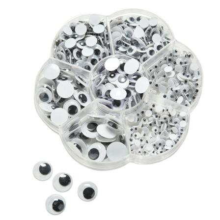 500 St Wiggly Googly Eyes Plast Moveable Black Joggle