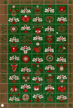 Danmark - julmärkeark 1989 - Takket - Ubrugt eller foldet