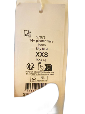 Sky blue pleated flare jeans XXS Gina 14+