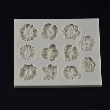 IC 3D Solros Rose Blommor Silikon tårta Border Dekoration Socker Gray