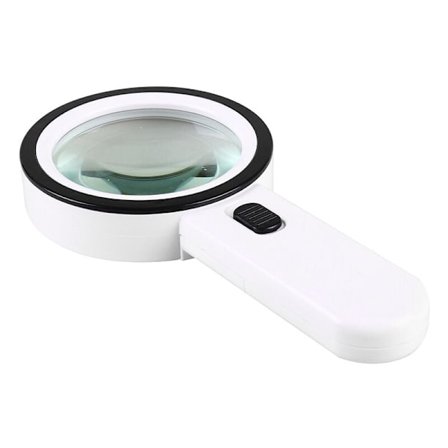 Leselupe 30x med belysning og 12 kraftige LED-lys