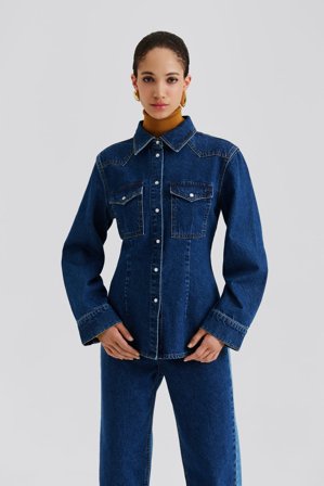 Malina - Anthea shirt - 44 - Dark Blue Wash