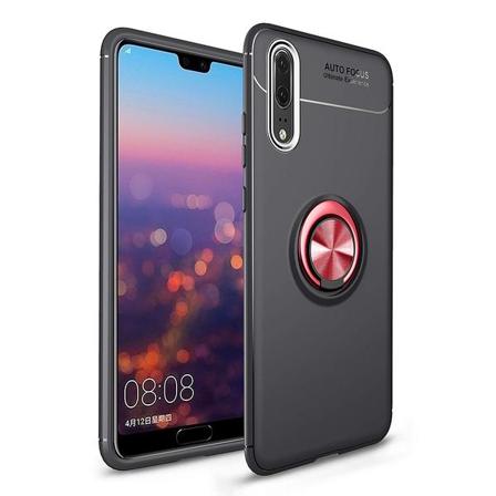 Huawei P20 - Ring Skal - Svart/röd Svart/röd