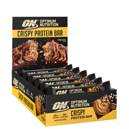 Proteinbars Optimum Nutrition 10 x Crispy Protein Bar 65 g, Peanut Butter - Bodyman.dk