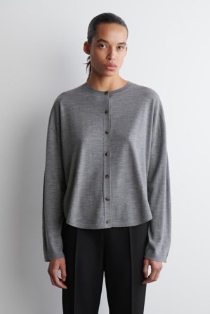 COS Femme Cardigan À Ourlet Circulaire En Laine Mérinos in Gris