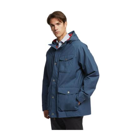 Brooks Brothers, Waxed-Cotton Hooded Barn Coat Blauw, Heren, Maat:L