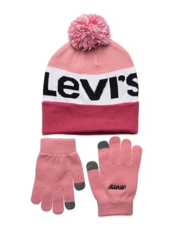 Levi's Beanie And Gloves Set Accessories Headwear Hats Beanie Pink Levi's