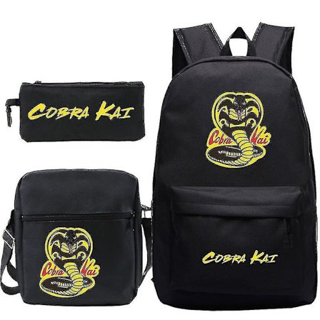 3-pack Cobra Kai Ryggsäckar för Barn Skolväska Casual Ryggsäckar Tryck Ryggsäck för Tonåringar Flickor Pojkar Reseväska [HK]