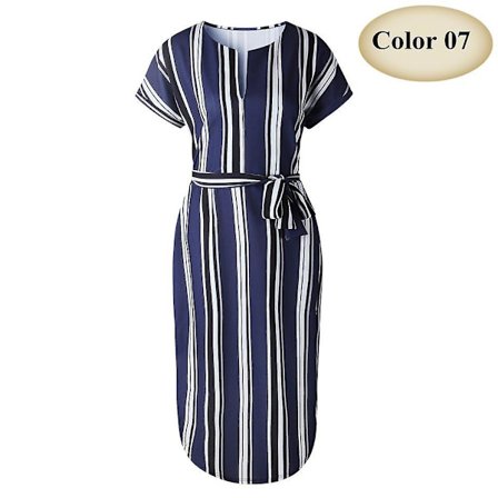 Naisten kesäinen boho-tyylinen geometrisesti kuvioitu rantamekko, tyylikäs juhlamekko vyöllä