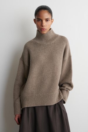 COS Femme Pull Épais À Col Cheminée En Maille De Laine Jumper in Beige