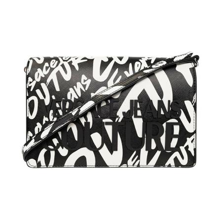 Versace Jeans Couture, Patterned shoulder bag Zwart, Dames, Maat:ONE Size,leer,gevlochten