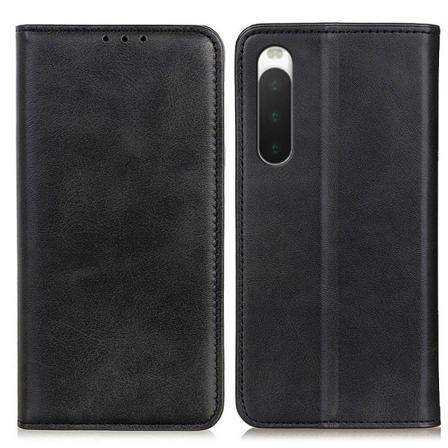 Sony Xperia 10 IV lompakkokotelo, aitoa nahkaa - Musta Black