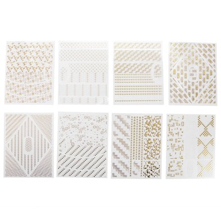 8 st Nail Sticker Nail Art 3D Plast Guld Bronsering Dekaler Dekorationer Manikyr Verktyg