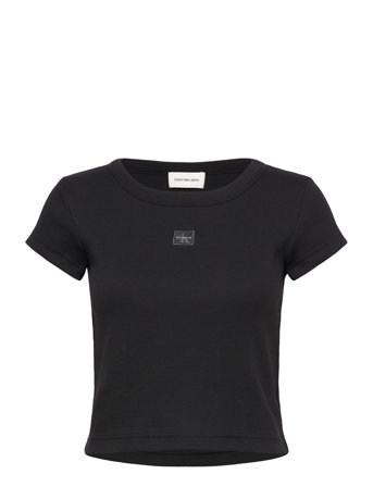 Calvin Klein Jeans | A- Woven Label 2X2 Rib Baby Tee | XS