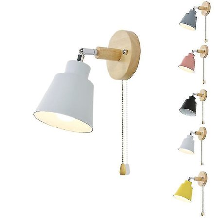 Sengside Natlampe Nordisk Trævæglampe Sengsidevæglampe Soveværelse Korridor Med Lynlås [DB]