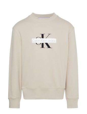 Monologo Stencil Crew Neck Sweat-shirt Genser Beige Calvin Klein Jeans*Betinget Tilbud