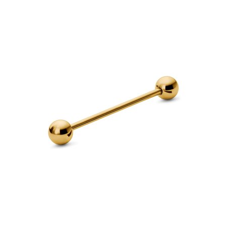 24 mm Gold-Tone Straight Ball-Tipped Surgical Steel Industrial Barbell for Men - Piercing jewellery