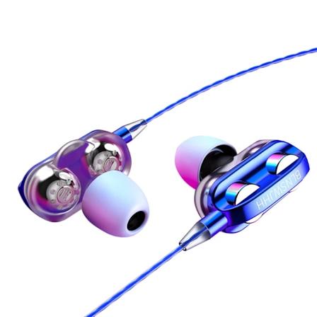 Høretelefoner Kabler I Øret 3.5Mm Til Computer Iphone Samsung Xiaomi Øretelefoner Dual Drive Stereo Sport Gamer Musik Headset Håndfri blue