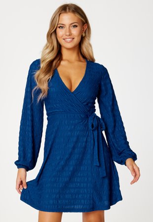 BUBBLEROOM Willa structure dress Blue Klær