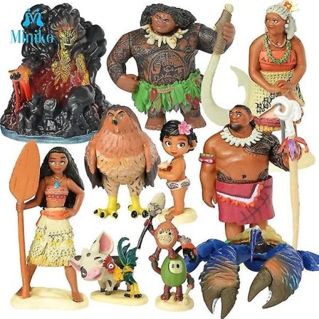 QD-10 stk/sett tegneserie Moana Princess Legend Vaiana Maui Chief Tui Tala Heihei Pua Actionfigur Dekorasjon Leker