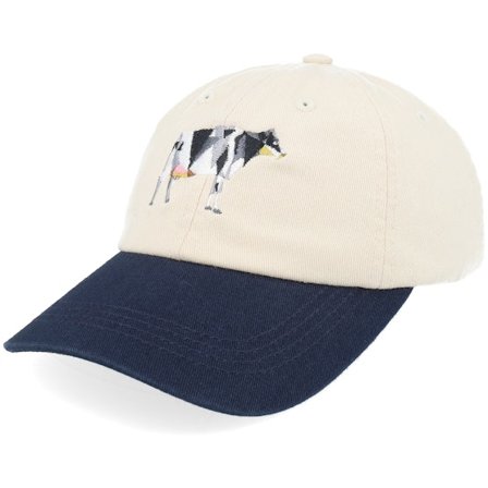 Kiddo Cap - Beige unconstructed Czapka Z Daszkiem - Kids Paper Cow Stone/Navy Washed Dad Cap @ Hatstore