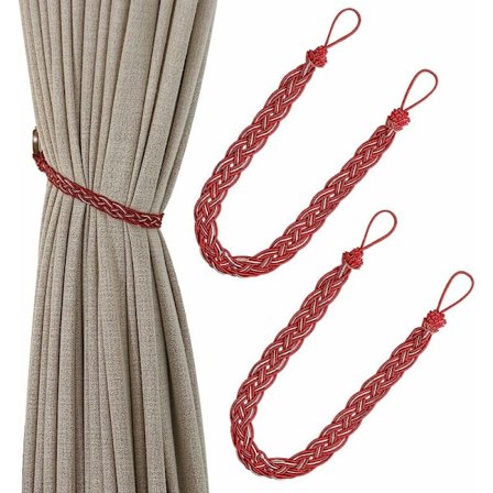 Håndstrikkede gardinholdere i enkelt tau - type: gardinholdere og tilbehør